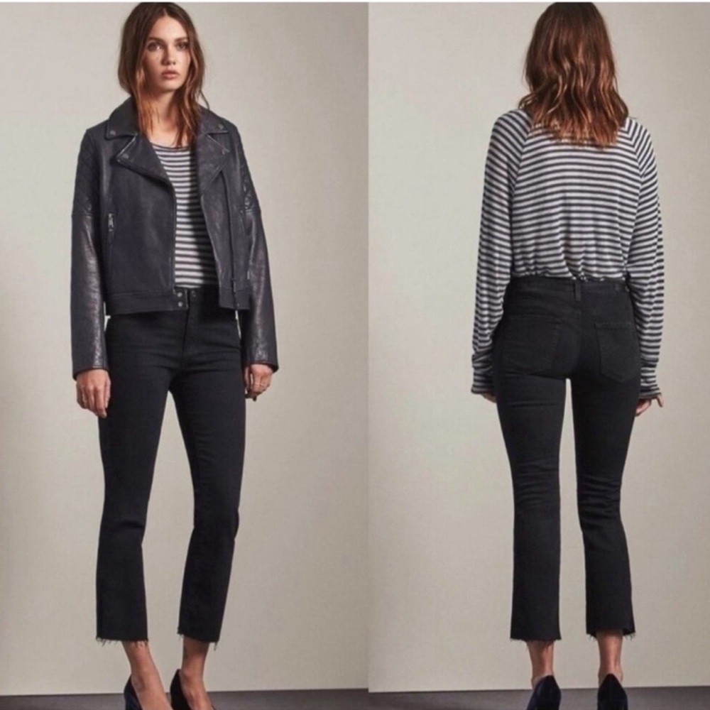 AG Adriano Goldsmied The High Rise Bootcut Crop Black Raw hem Button Fly